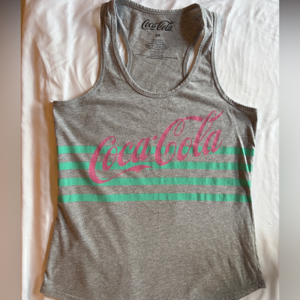 Coca Cola Gray Cotton Throwback‎ Retro Whimsical Tank Top